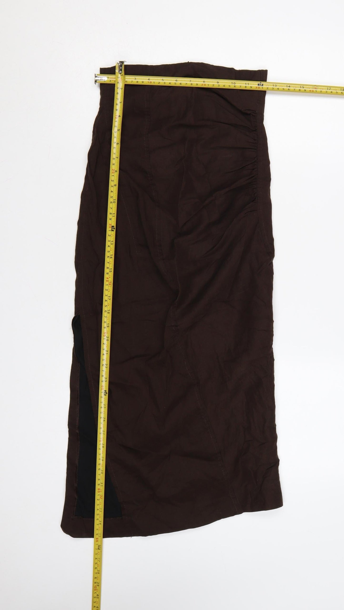 Zara Women Brown Linen Blend Midi Sheath Dress XS