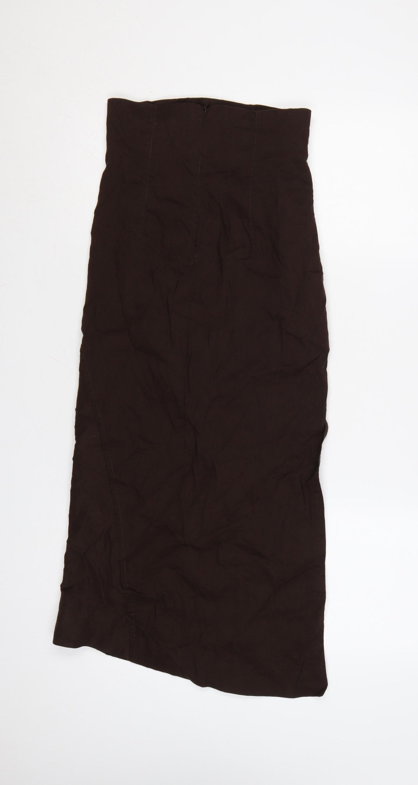 Zara Women Brown Linen Blend Midi Sheath Dress XS