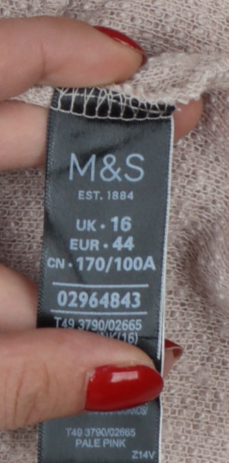 Marks and Spencer Women Beige Long Sleeve Open Cardigan Size 16