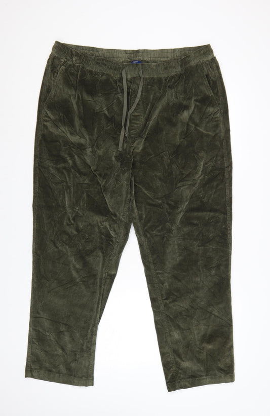 Cotton Traders Men’s Green Corduroy Jogger Trousers 2XL Relaxed Fit