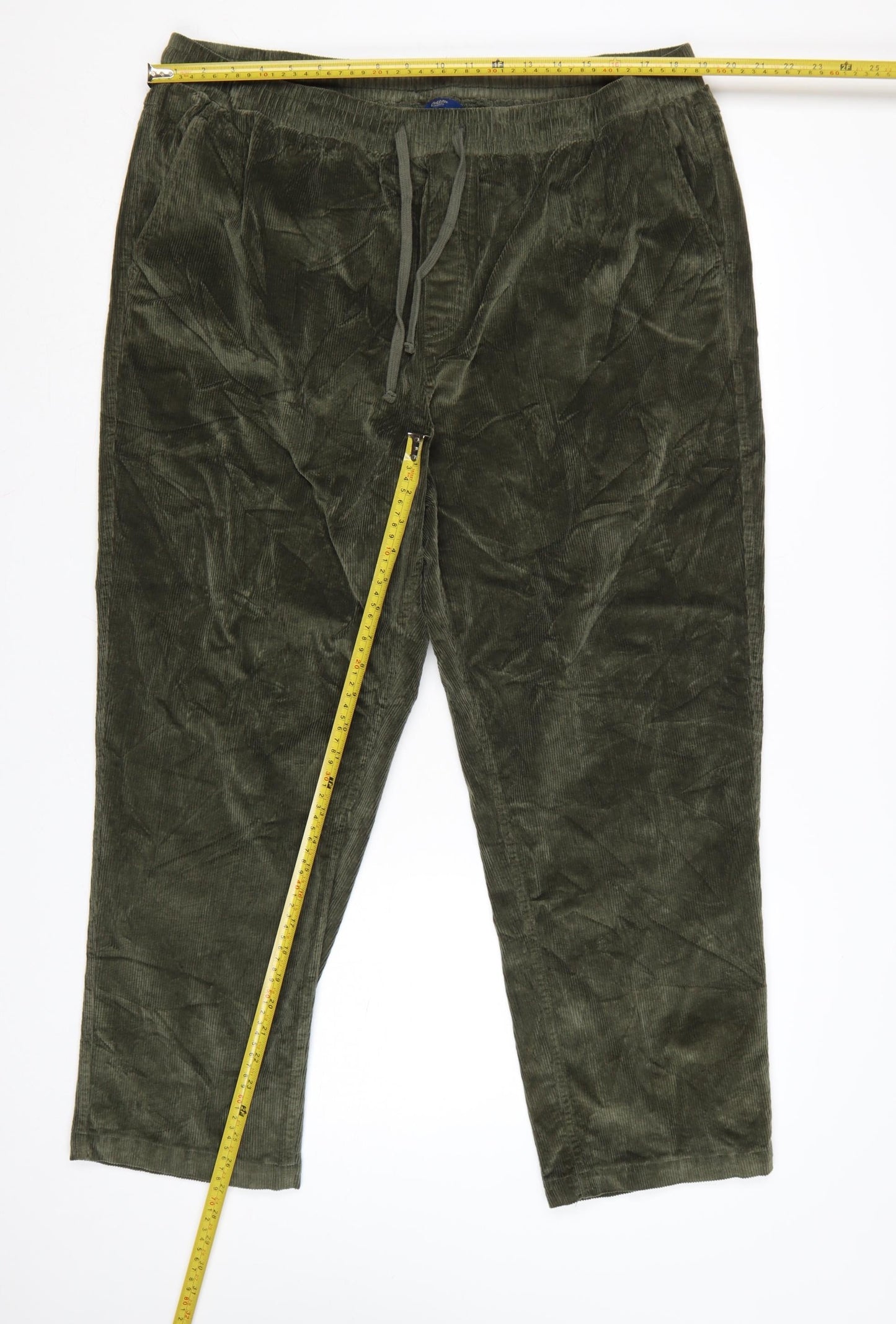 Cotton Traders Men’s Green Corduroy Jogger Trousers 2XL Relaxed Fit