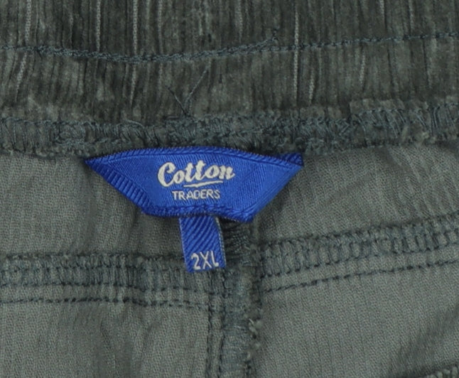 Cotton Traders Men’s Green Corduroy Jogger Trousers 2XL Relaxed Fit