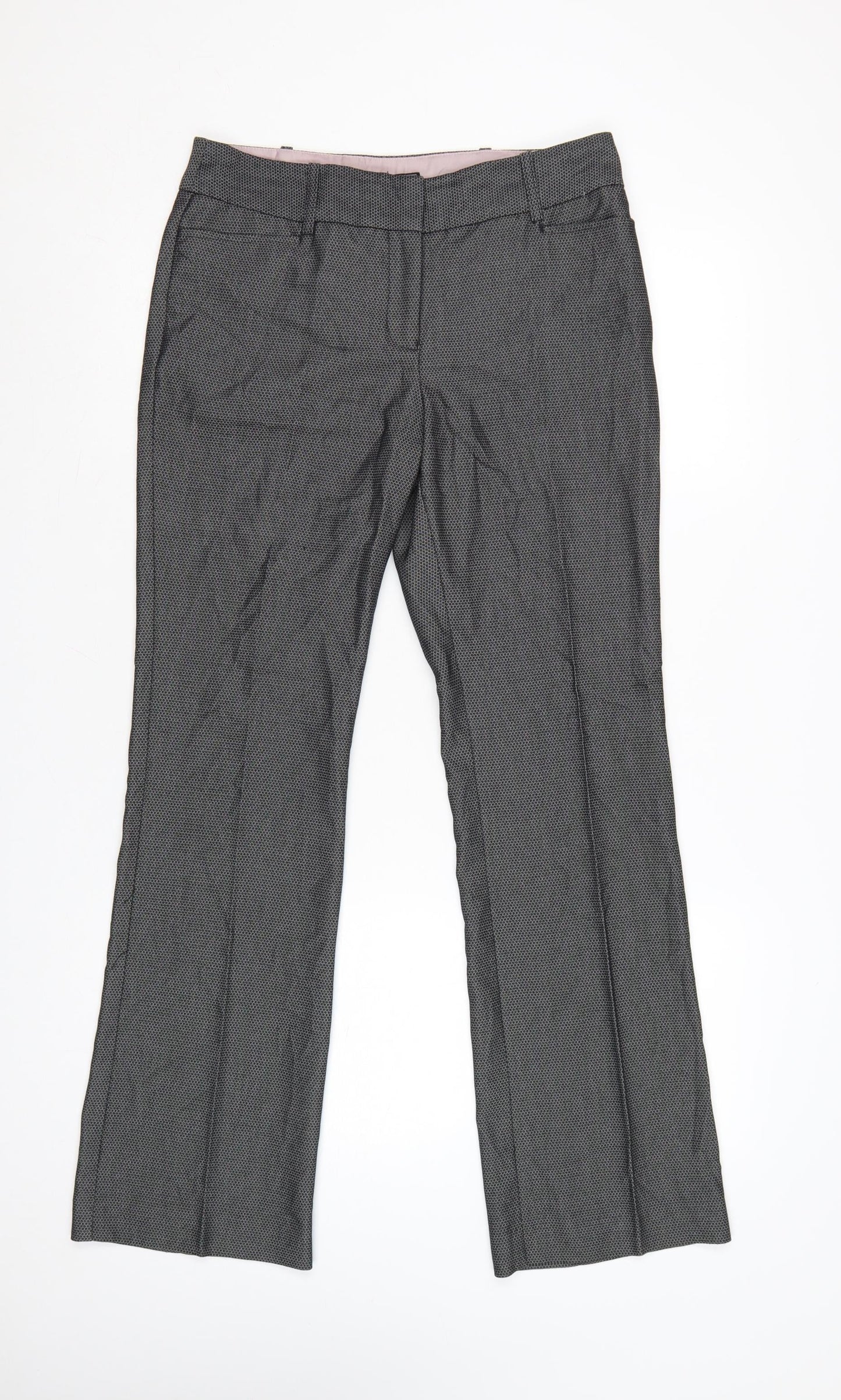 Next Women Grey Straight Leg Trousers Size 8 Viscose Blend Workwear