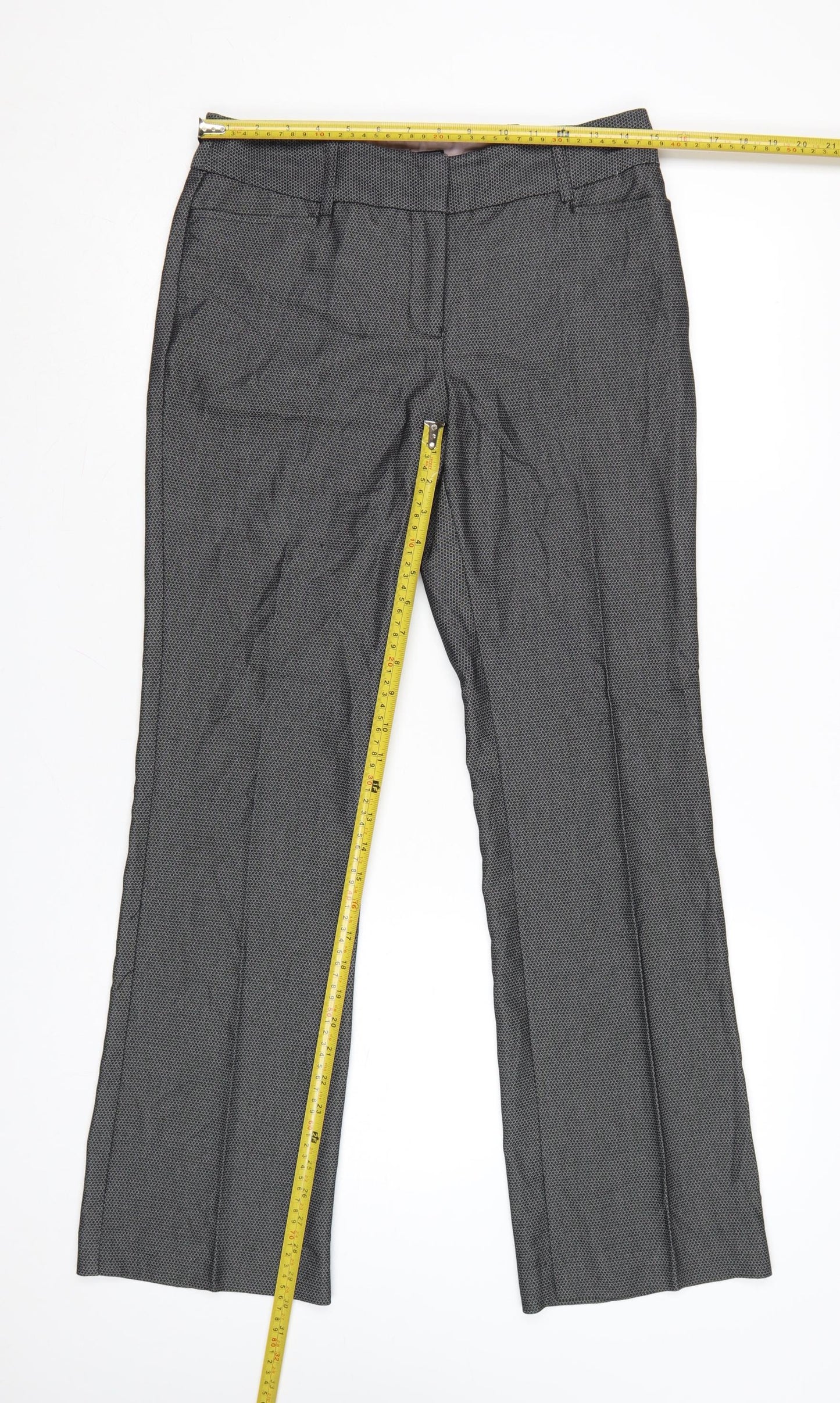Next Women Grey Straight Leg Trousers Size 8 Viscose Blend Workwear