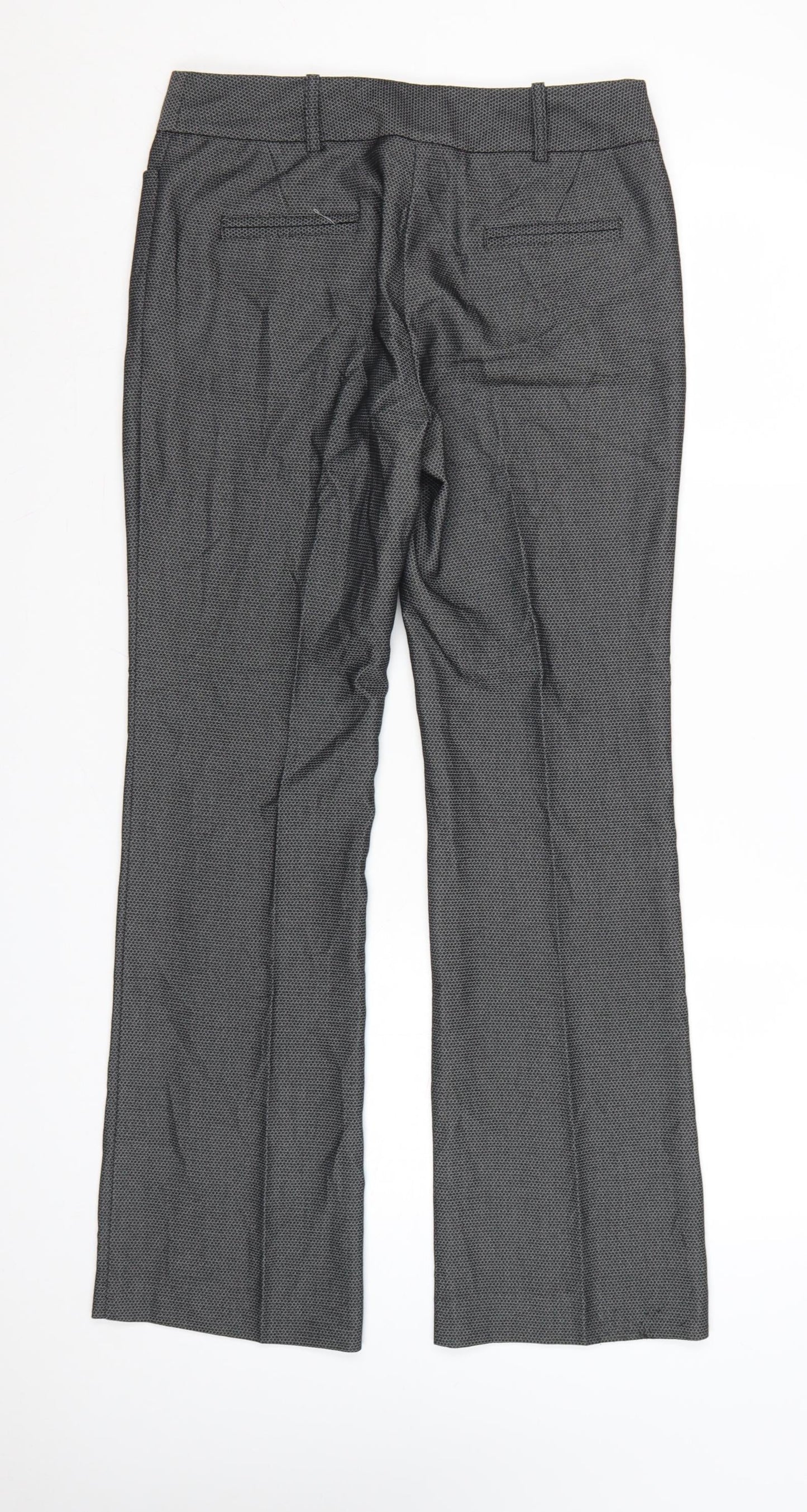 Next Women Grey Straight Leg Trousers Size 8 Viscose Blend Workwear