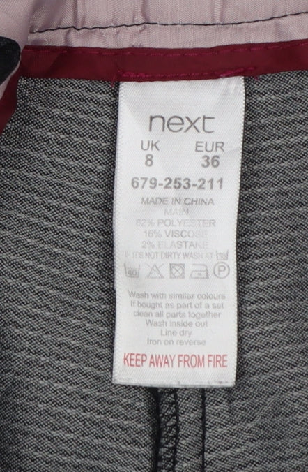 Next Women Grey Straight Leg Trousers Size 8 Viscose Blend Workwear