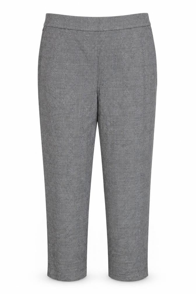 Marks & Spencer Women Grey Check Long Trousers Size 18 Polyester Blend