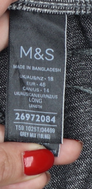 Marks and Spencer Women Grey Check Long Trousers Size 18 Polyester Blend
