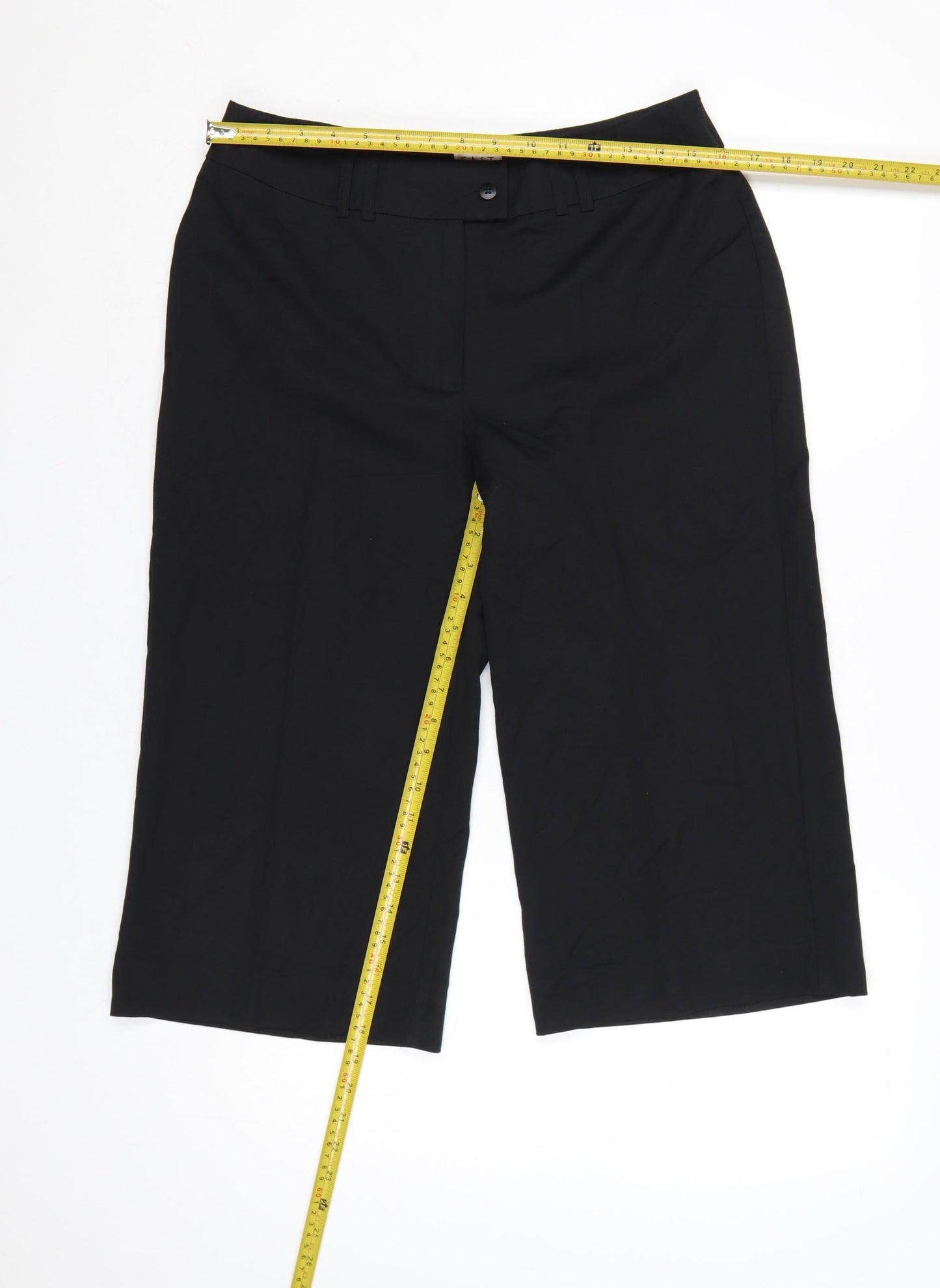 EAST Women’s Black Cropped Wide-Leg Trousers Size 12