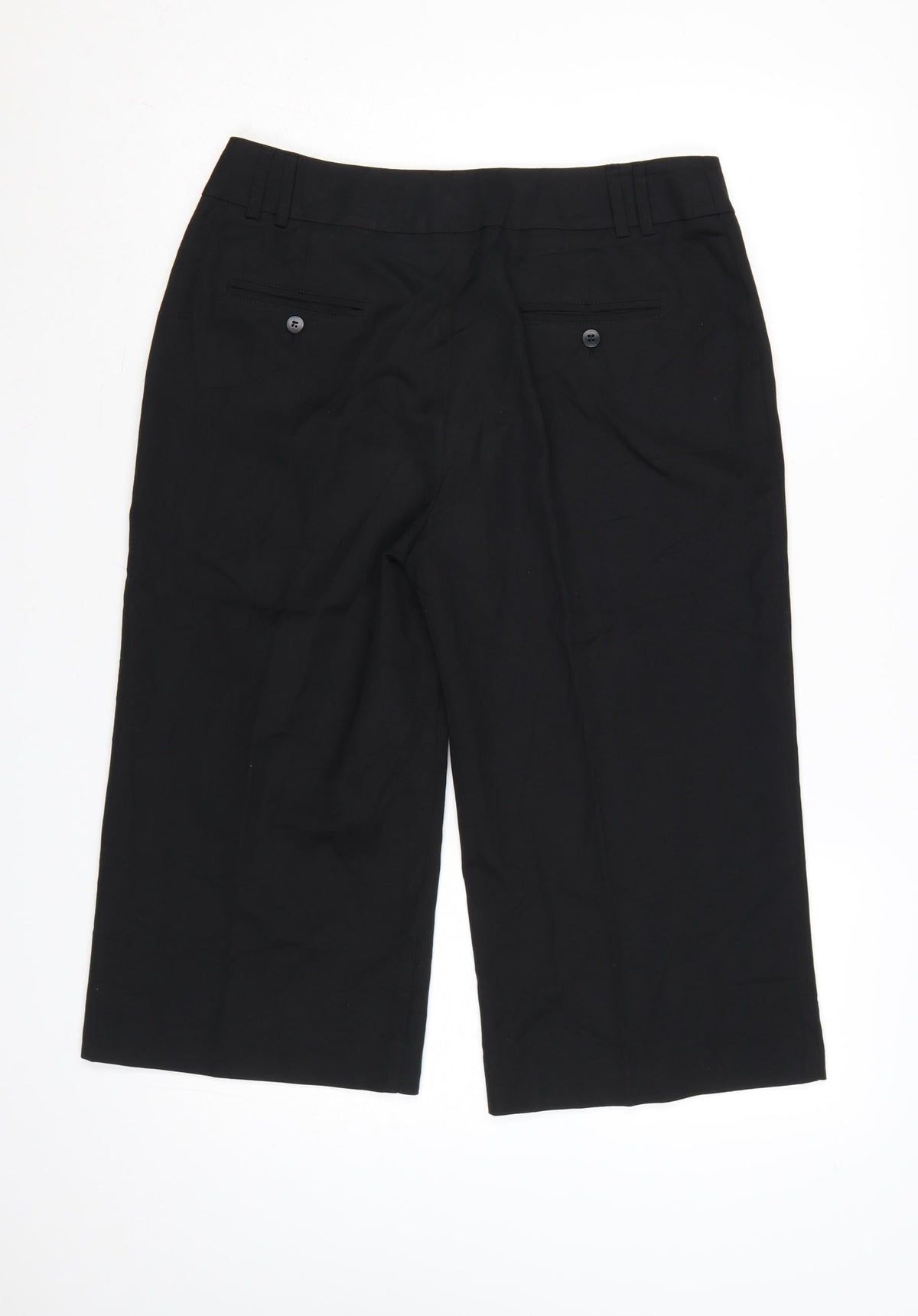 East Women’s Black Cropped Wide-Leg Trousers Size 12