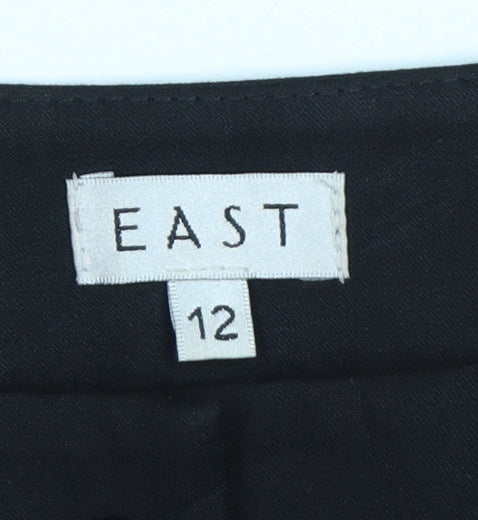 EAST Women’s Black Cropped Wide-Leg Trousers Size 12