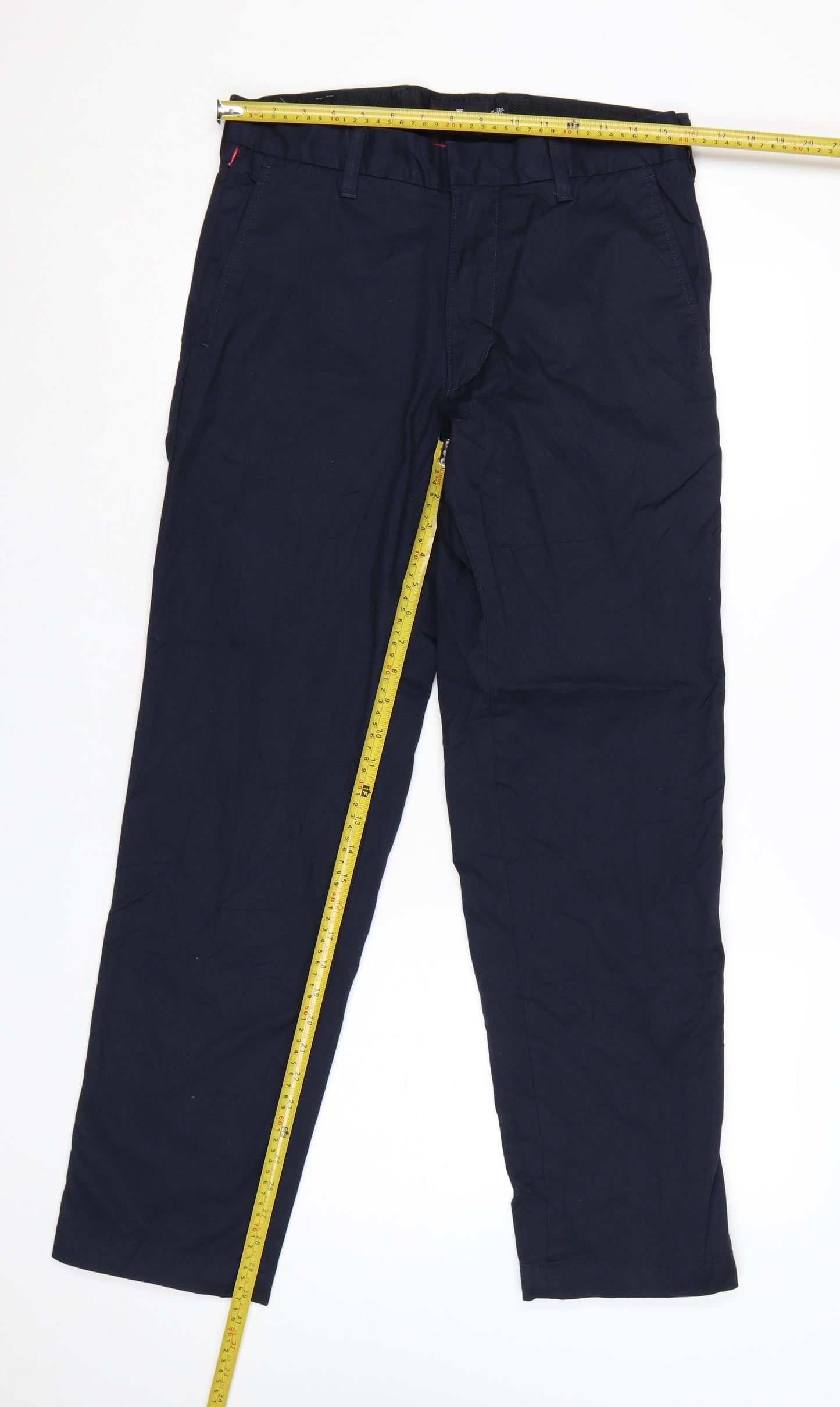 Marks and Spencer Blue Harbour Men's Navy Chino Trousers 32W 31L Regular Fit