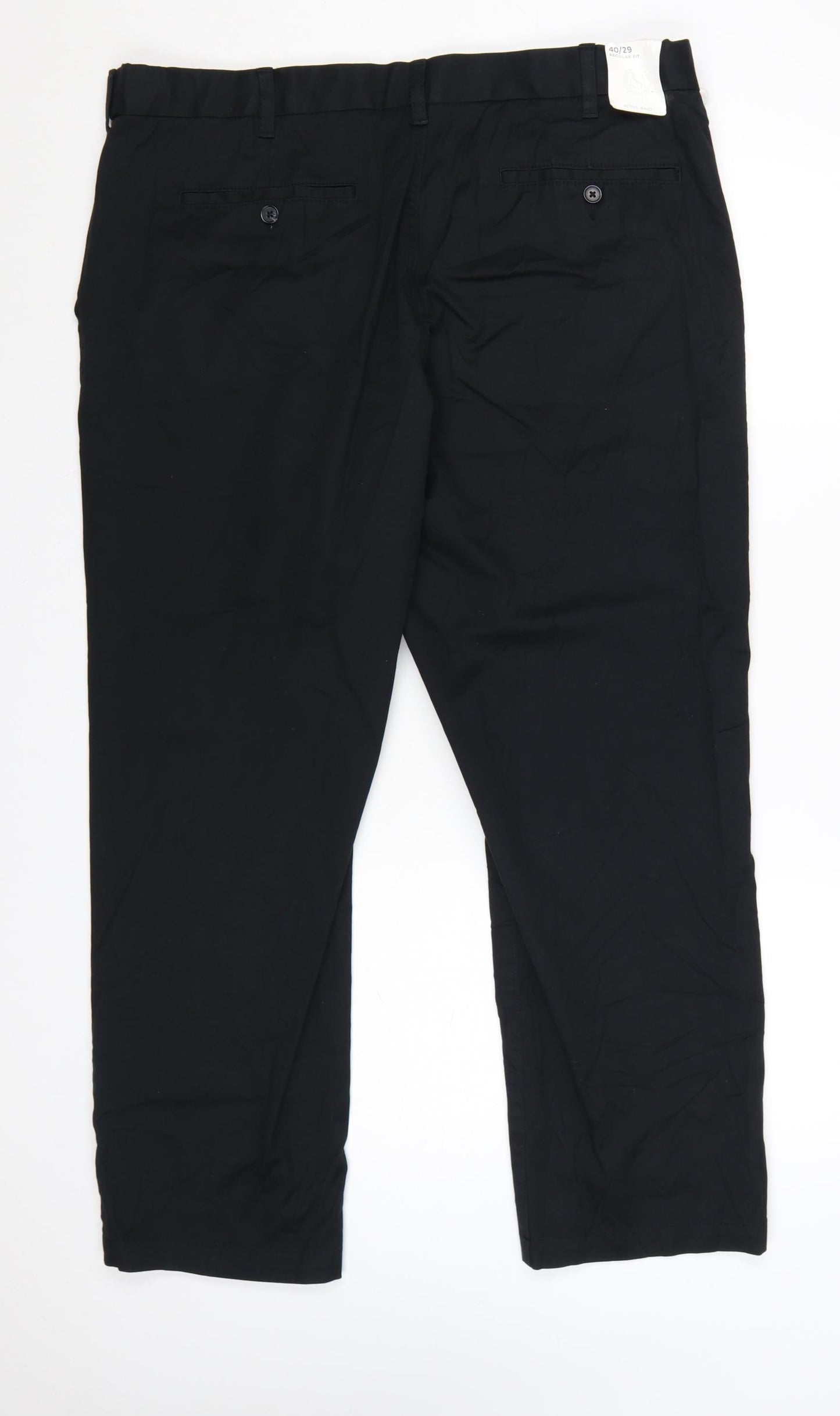Marks and Spencer Men's Black Chino Trousers Size 40 Short Leg