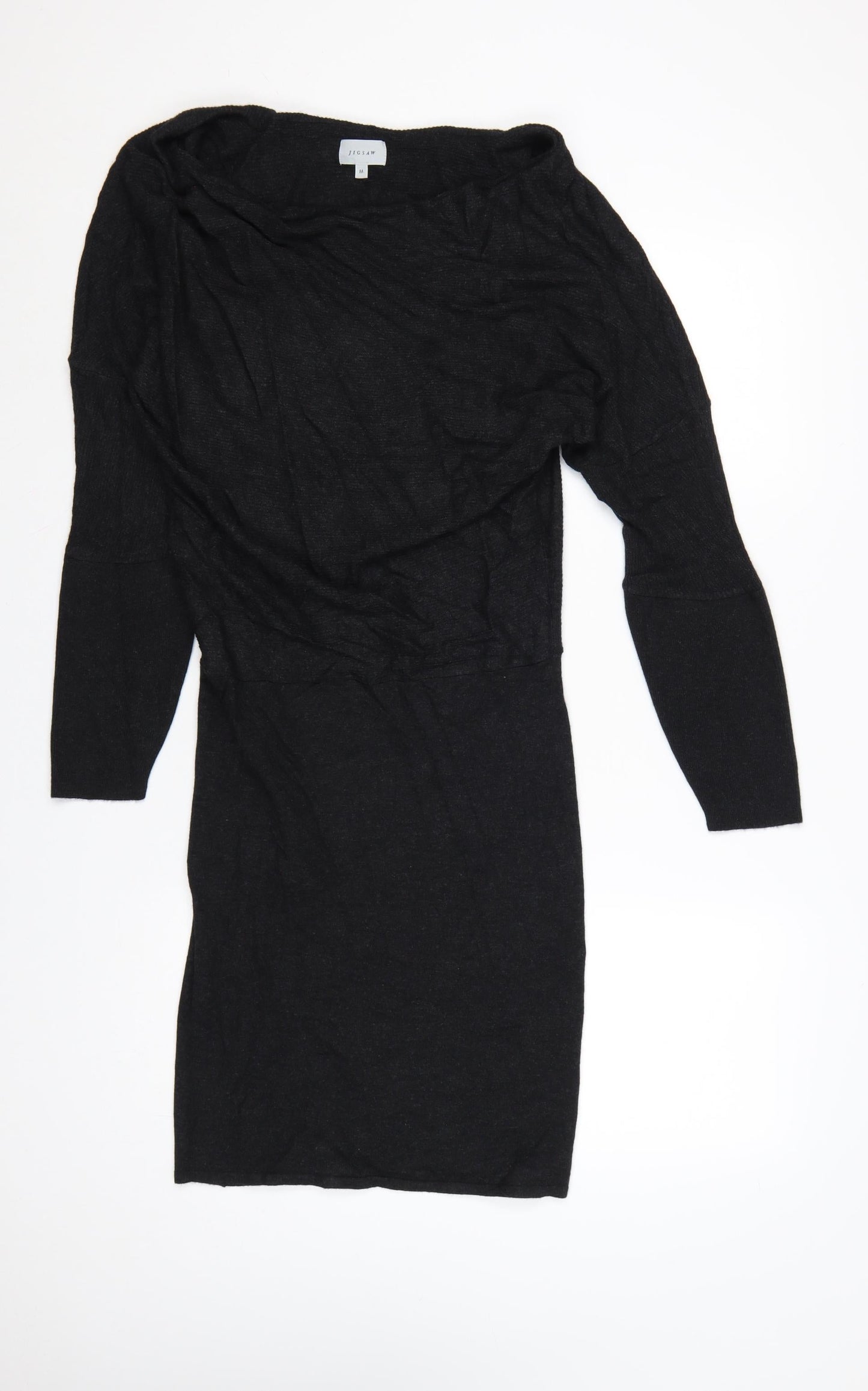 Jigsaw Women’s Black Wool Bodycon Knit Dress M Long Sleeve