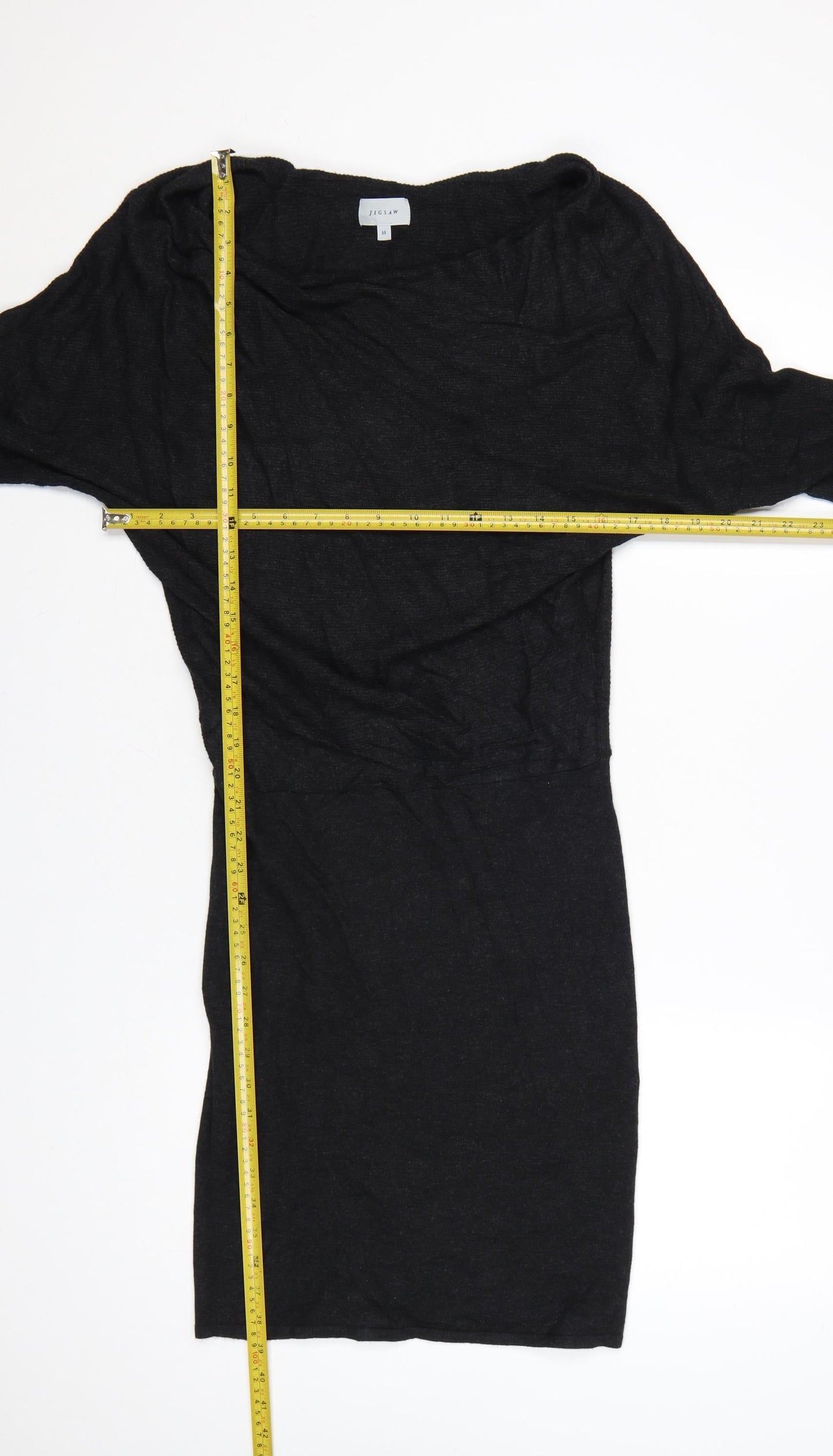 Jigsaw Women’s Black Wool Bodycon Knit Dress M Long Sleeve