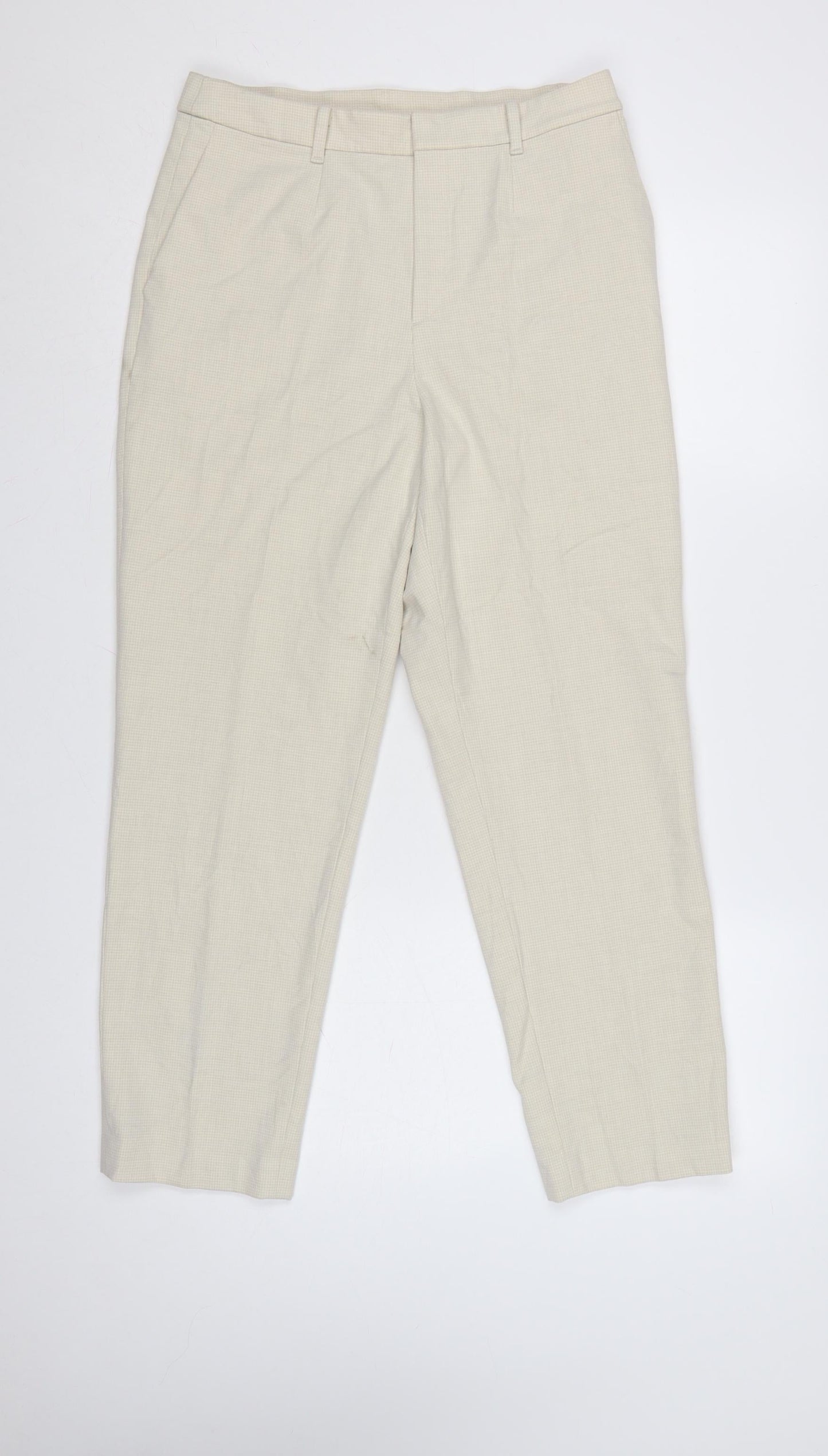 UNIQLO Women Beige Cropped Trousers M Polyester Blend