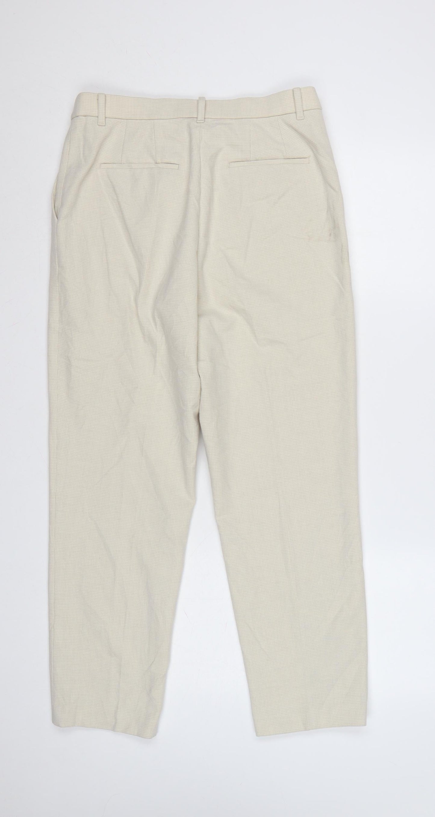 UNIQLO Women Beige Cropped Trousers M Polyester Blend