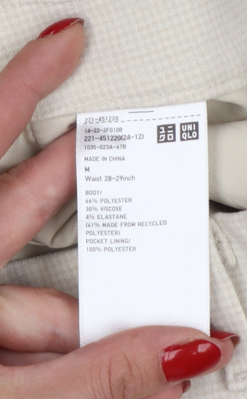 UNIQLO Women Beige Cropped Trousers M Polyester Blend