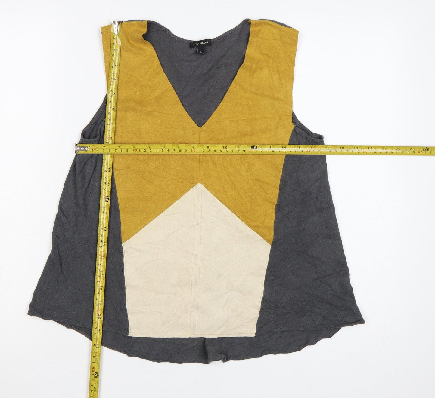 River Island Womens Multicoloured Sleeveless V-Neck Colourblock Top Size 12