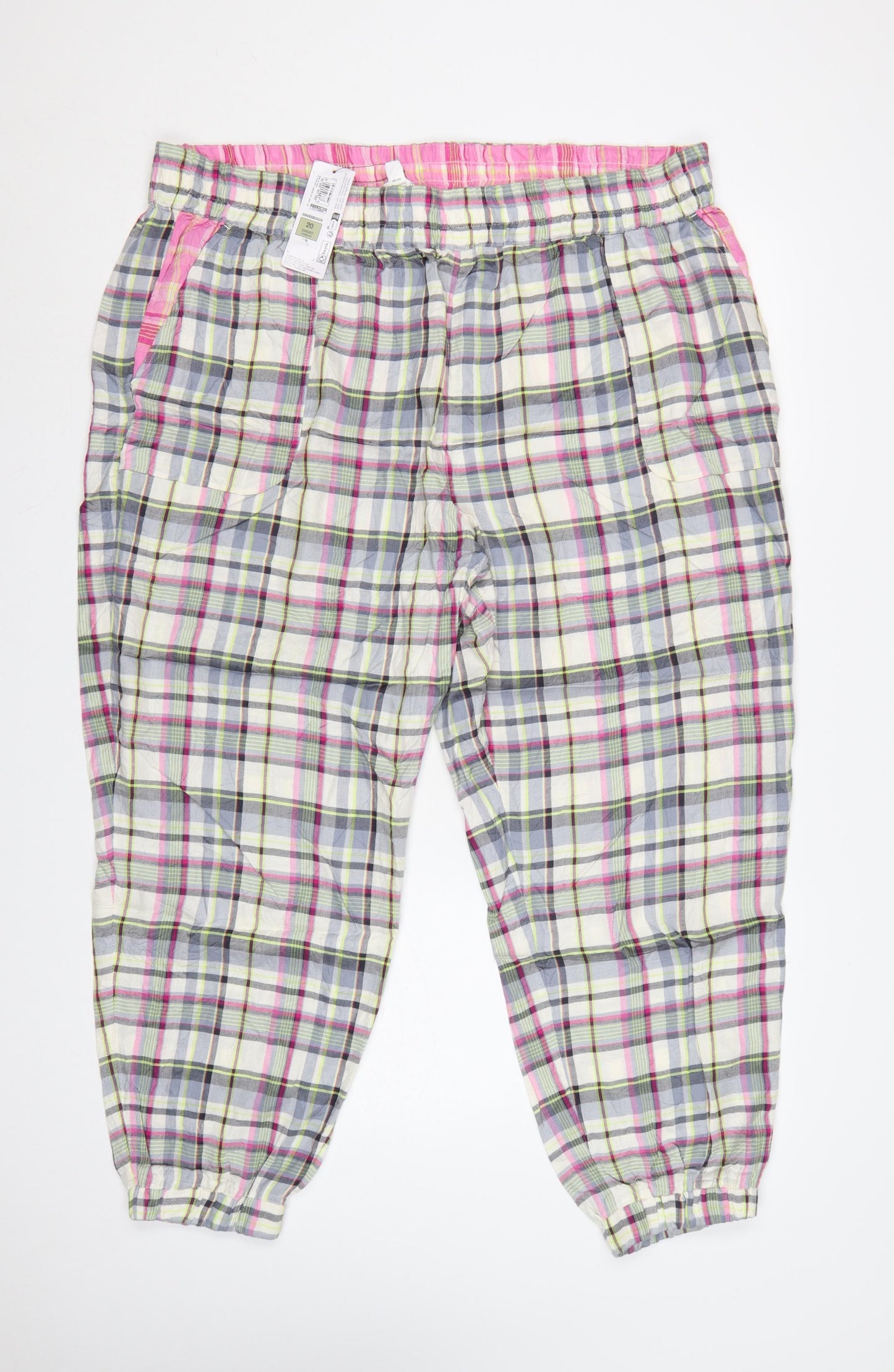 Marks and Spencer Women Pink Check Viscose Pyjama Pants Size 20