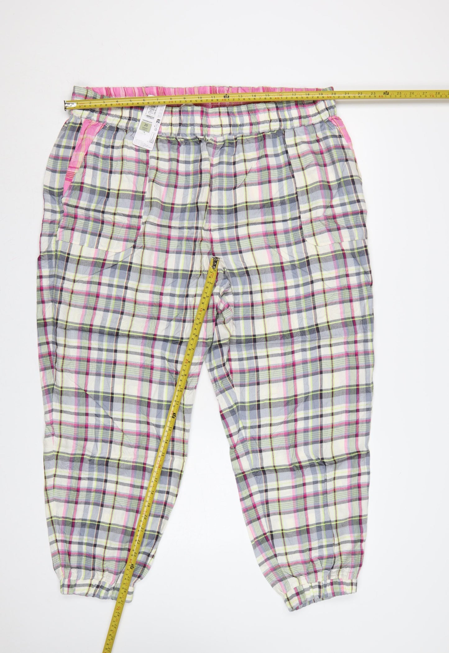Marks and Spencer Women Pink Check Viscose Pyjama Pants Size 20