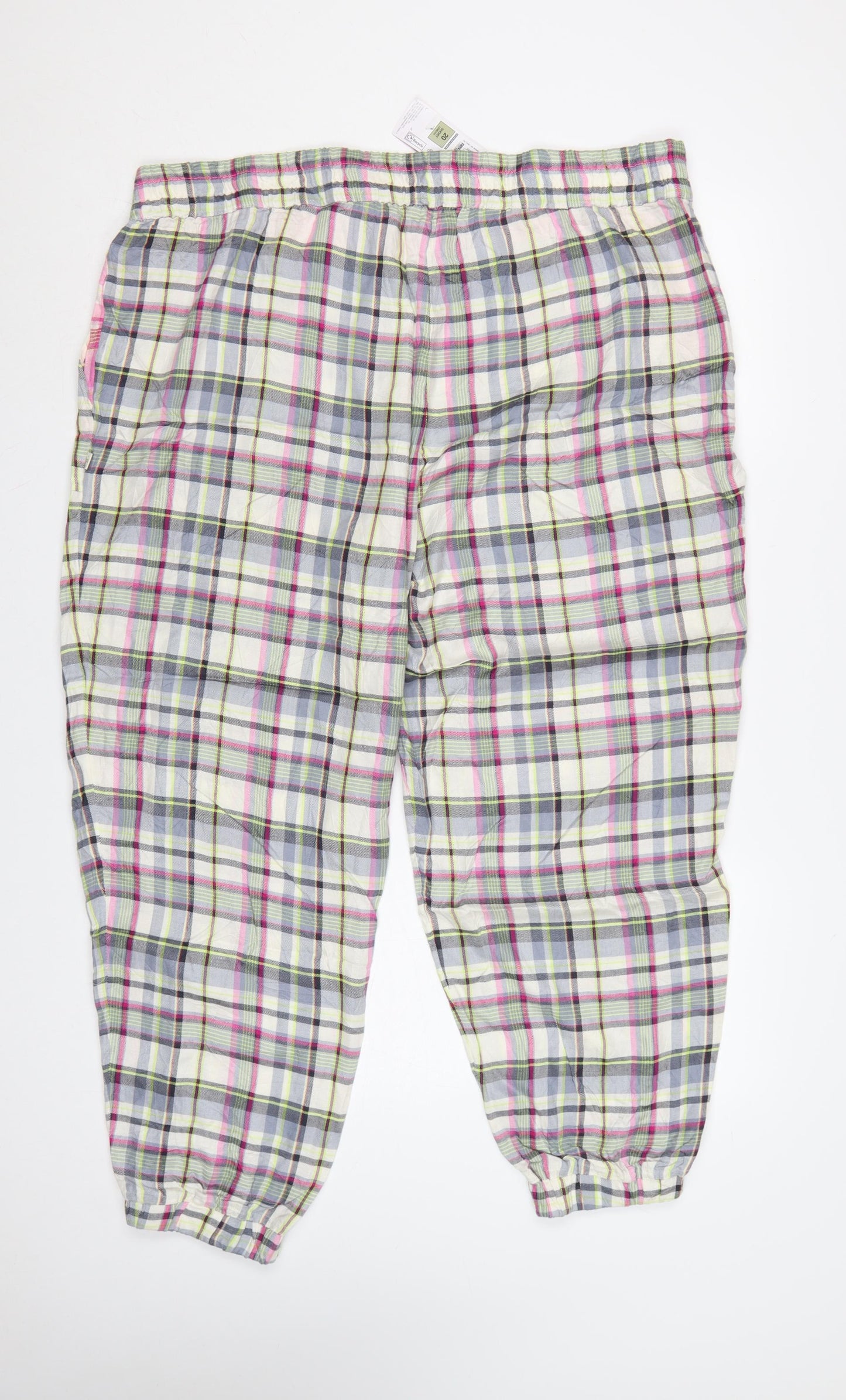 Marks and Spencer Women Pink Check Viscose Pyjama Pants Size 20