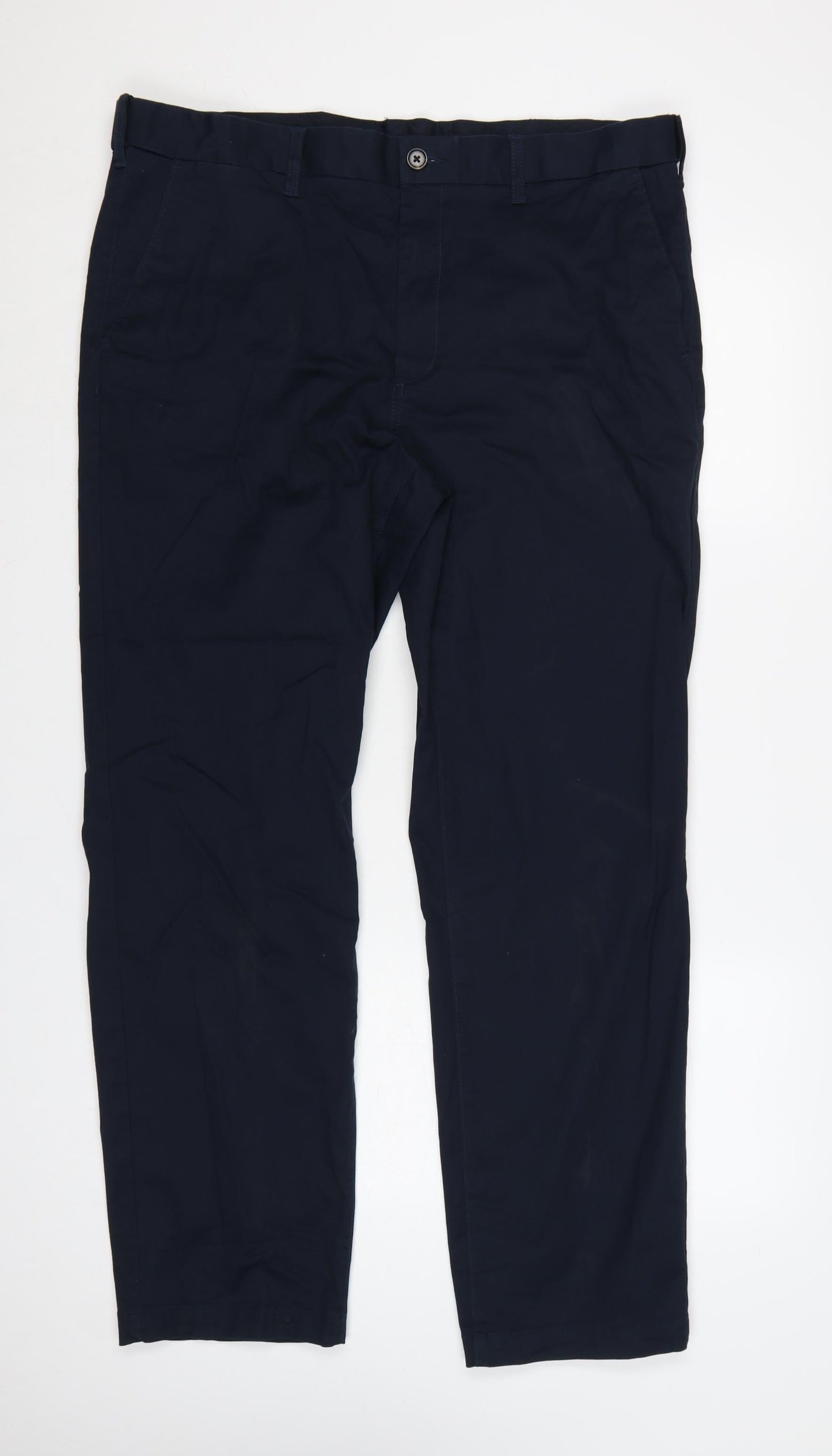 Marks and Spencer Men's Blue 38x31 Regular Fit Chino Trousers