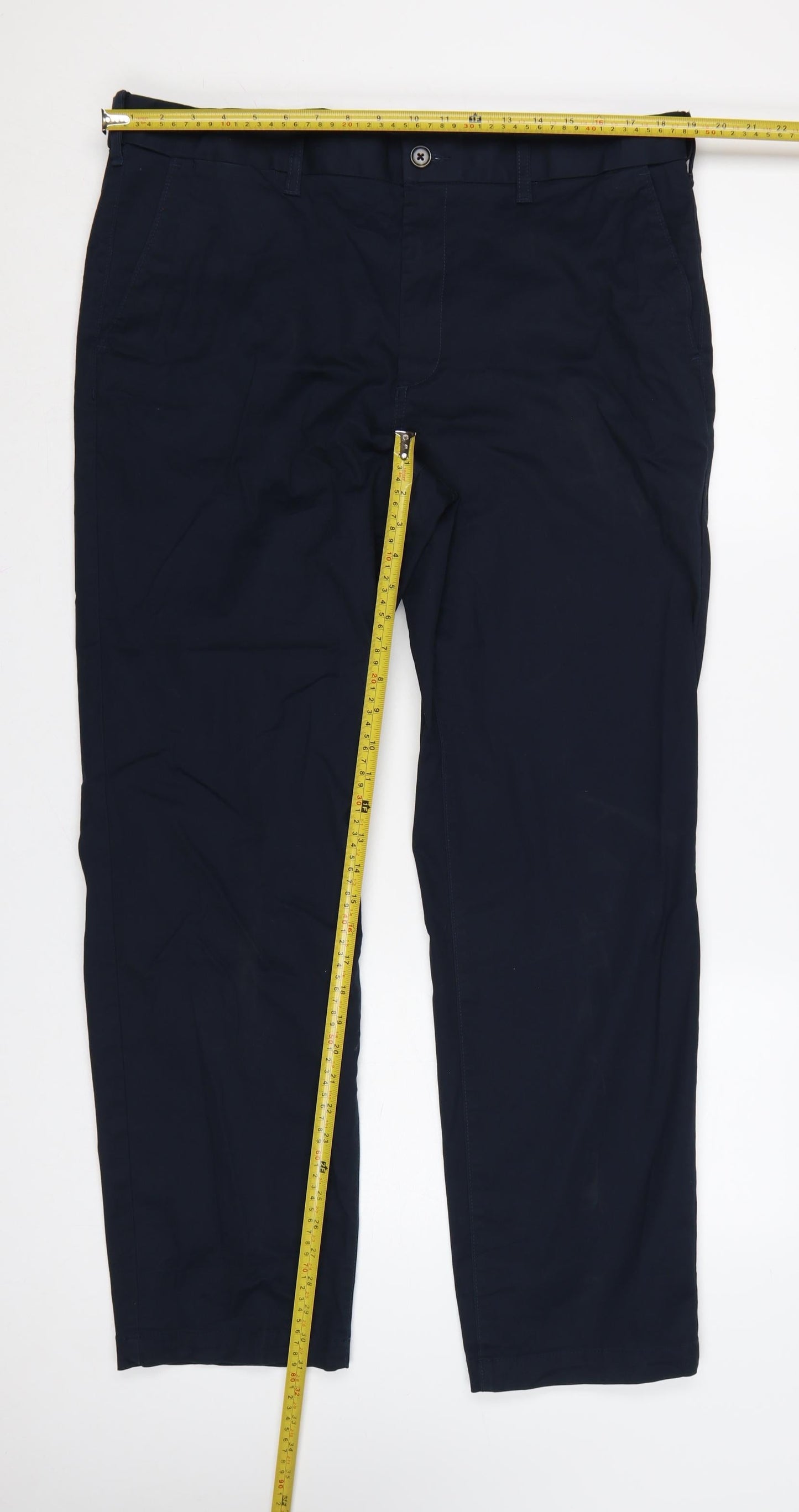 Marks and Spencer Men's Blue 38x31 Regular Fit Chino Trousers