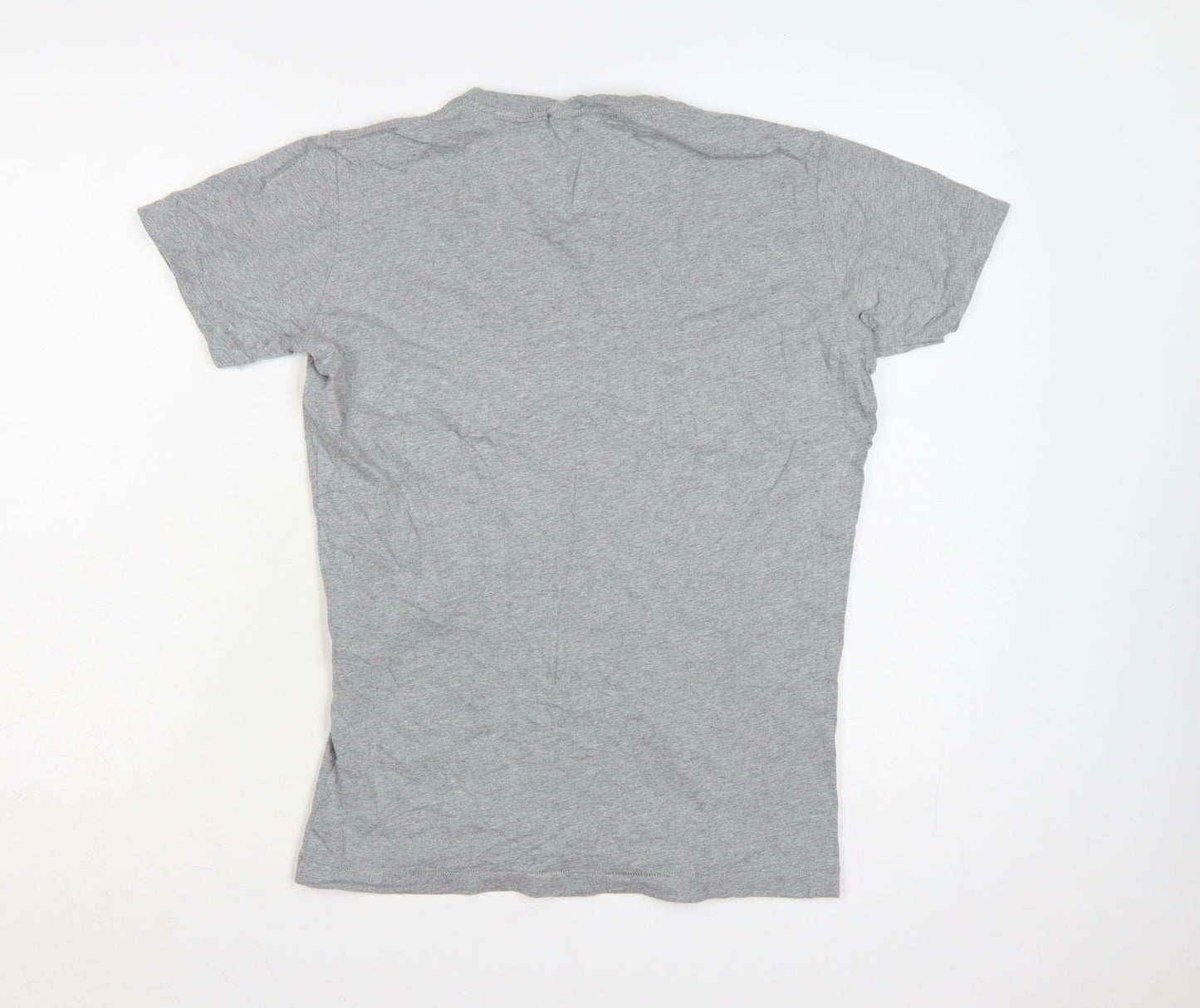 Diesel Women Grey Graphic Cotton T-Shirt M Crew Neck Short Sleeve