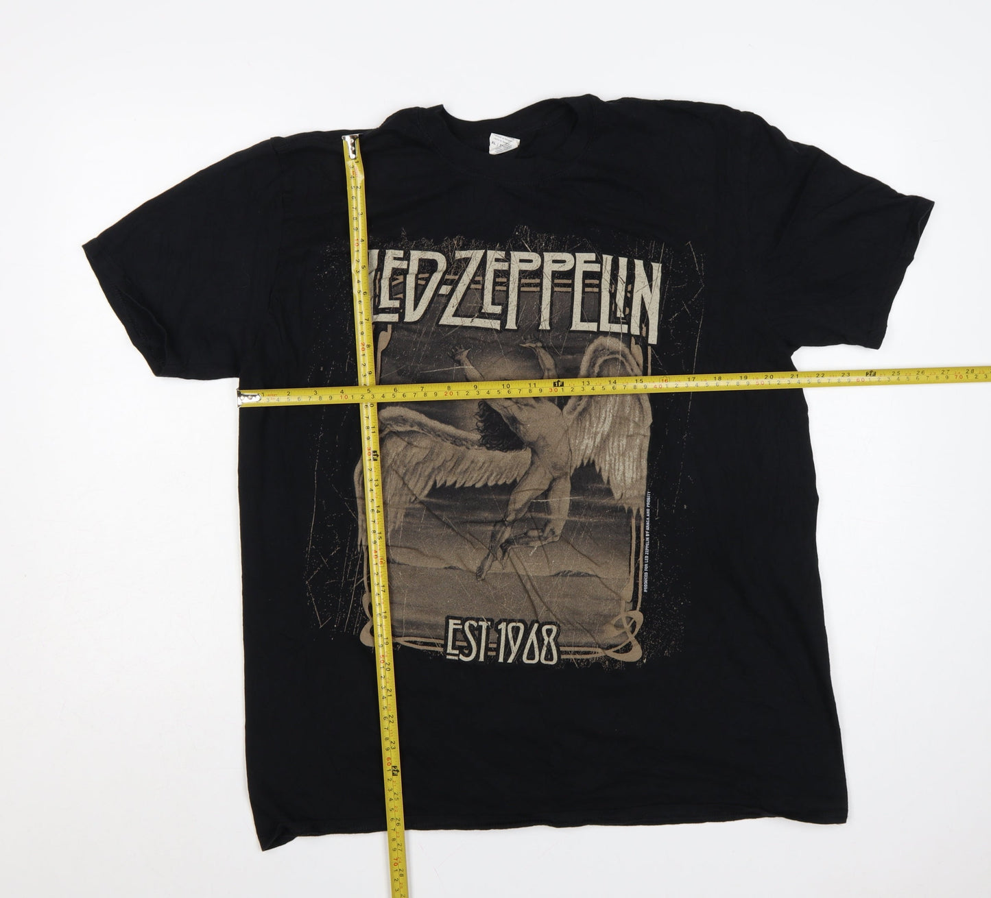 Gildan Women's Black Led Zeppelin Graphic T-Shirt XL Music Rock Cotton