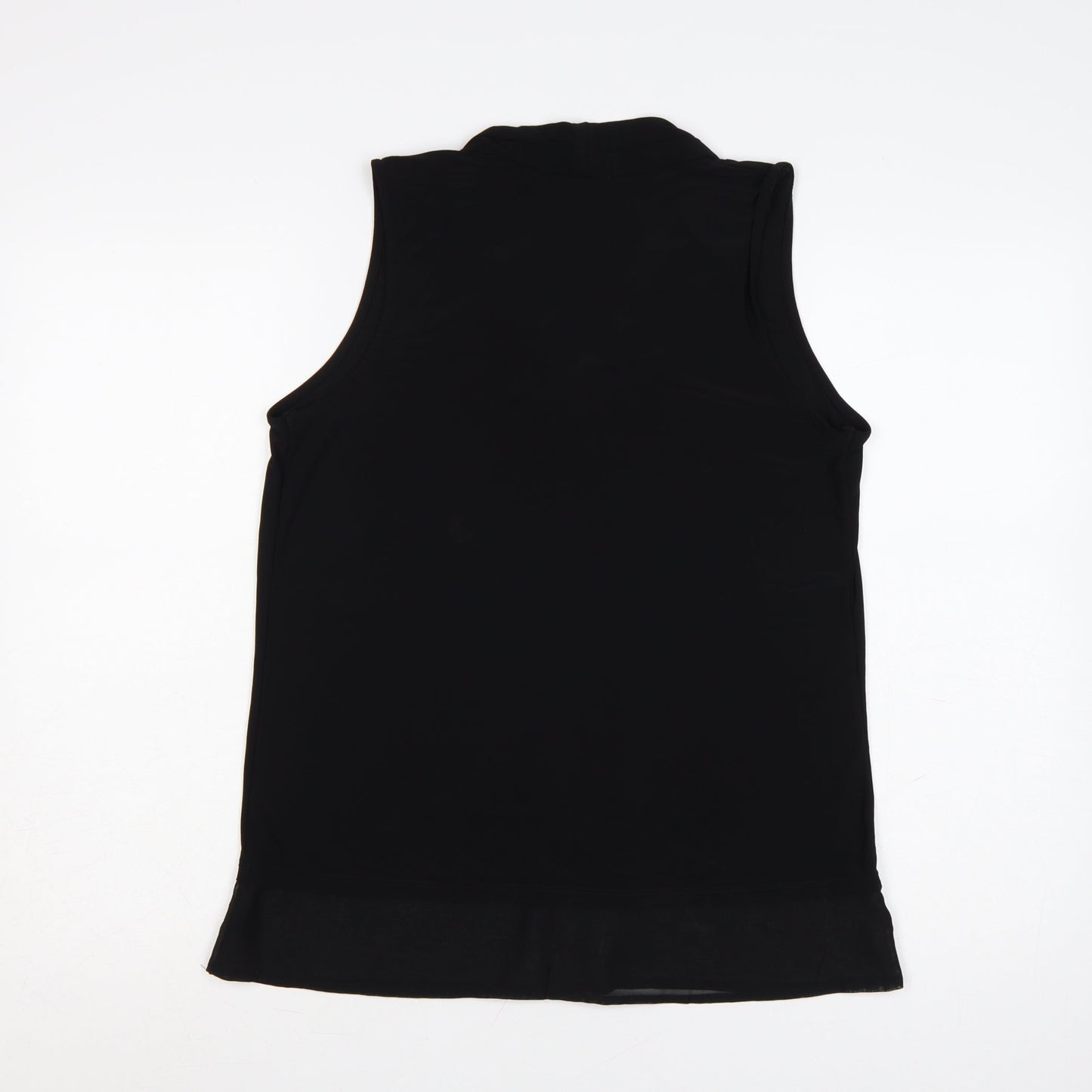 Roman Womens Black Size 12 Sleeveless V-Neck Jersey Blouse