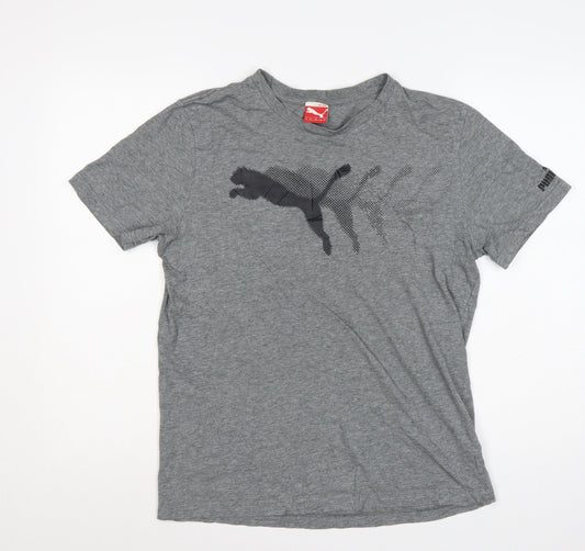 Puma Men's Grey Crew Neck Short Sleeve Athletic T-Shirt Size M