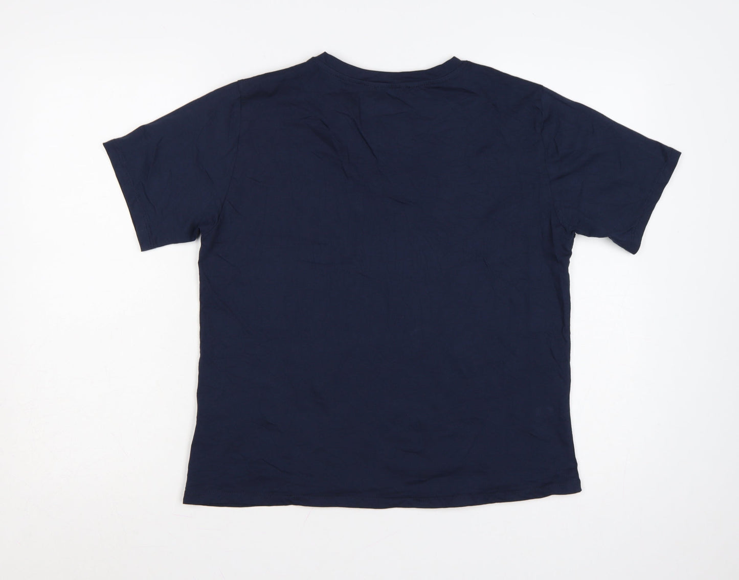 Stradivarius Women's Blue Cotton New York City Embroidered T-Shirt Size 12
