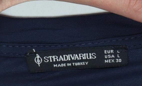 Stradivarius Women's Blue Cotton New York City Embroidered T-Shirt Size 12
