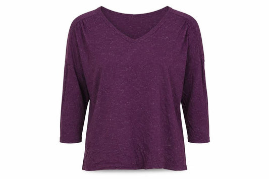 FatFace Womens Purple 3/4 Sleeve V-Neck Relaxed Fit Top UK 12