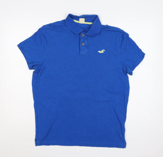 Hollister Men’s Blue Cotton Polo Shirt XL Classic Fit