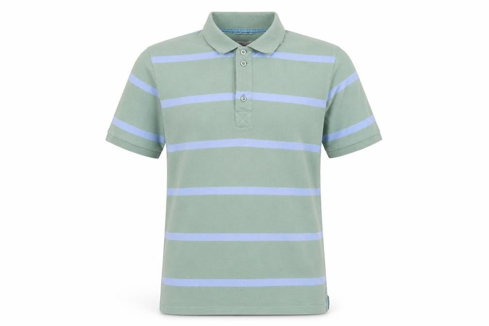 Next Men's Green Striped Polo Shirt Size M 100% Cotton Casual