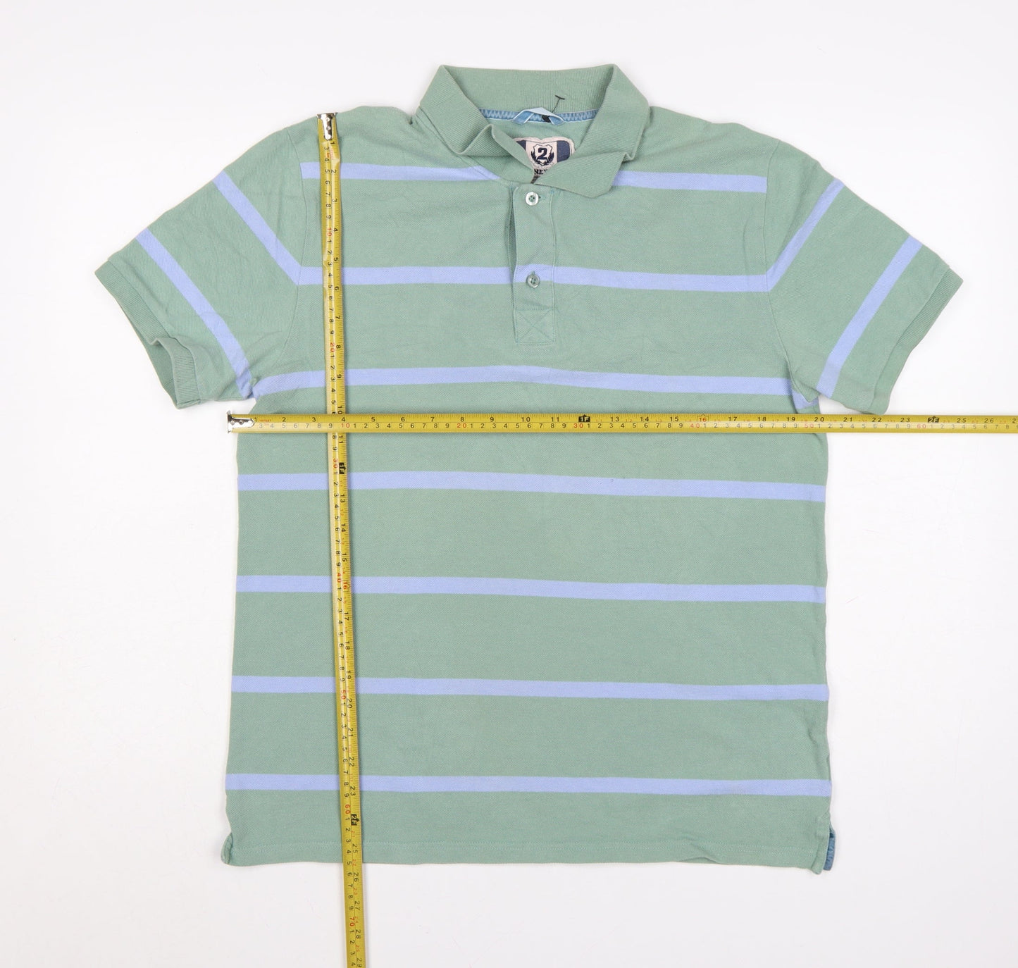 Next Men's Green Striped Polo Shirt Size M 100% Cotton Casual