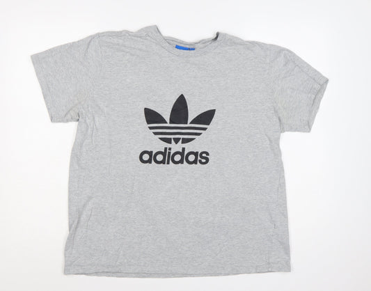 Adidas Men's Grey XL Trefoil Logo T-Shirt Organic Cotton