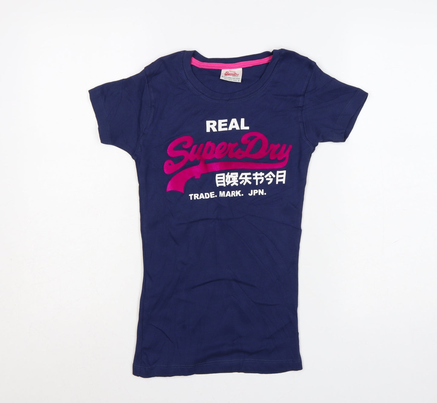 Superdry Women's Blue Slim Fit Cotton T-Shirt Size S