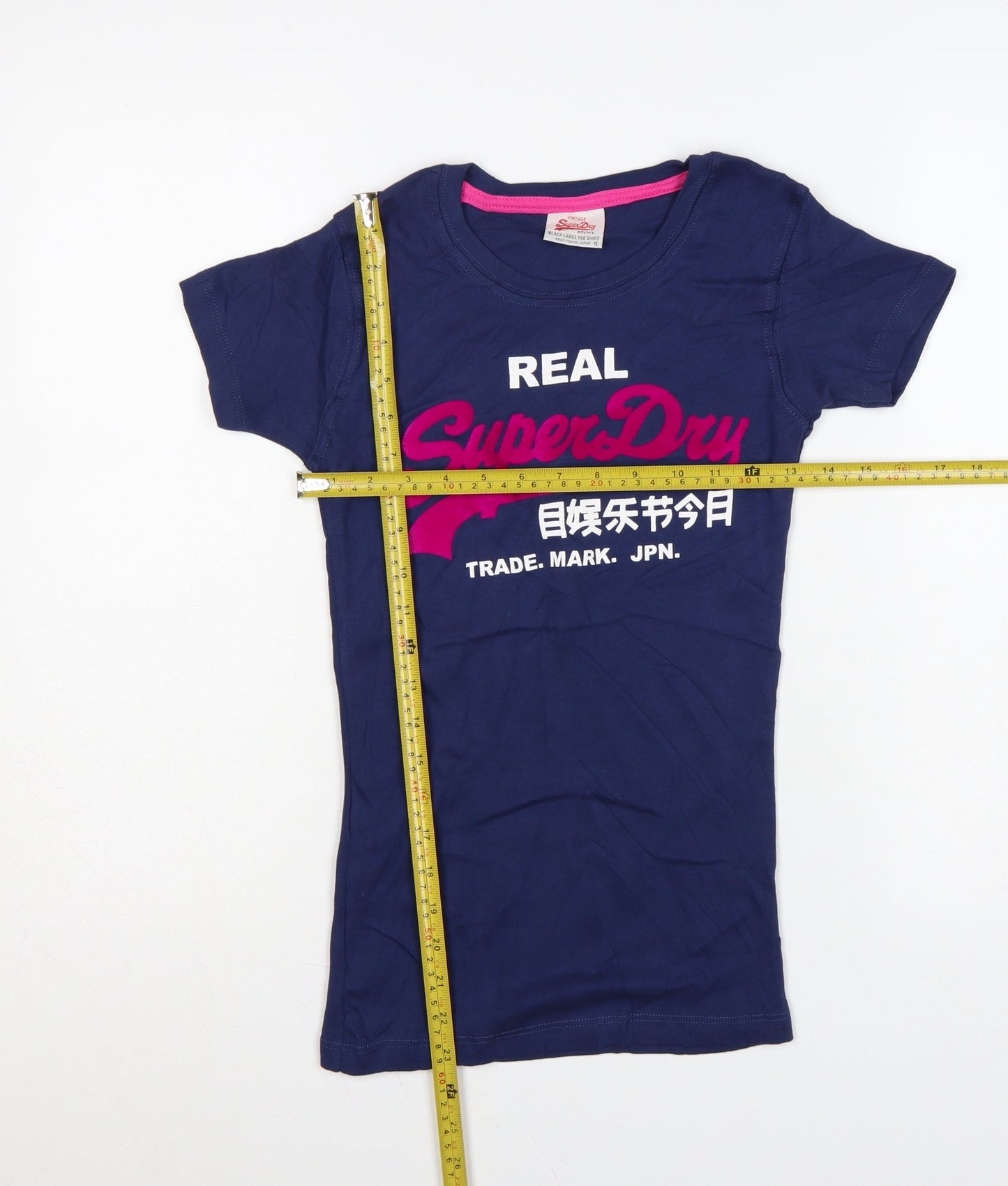 Superdry Women's Blue Slim Fit Cotton T-Shirt Size S