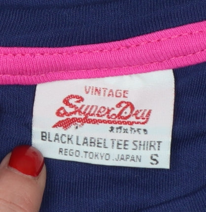 Superdry Women's Blue Slim Fit Cotton T-Shirt Size S