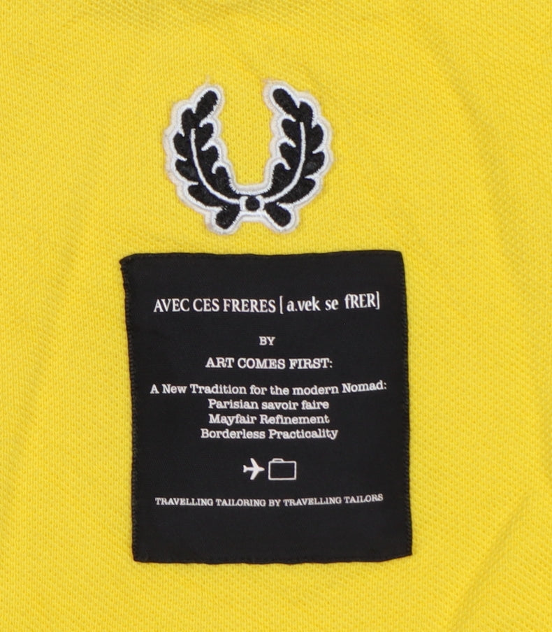 Fred Perry Men’s Yellow Art Comes First Collared Polo Shirt Size L