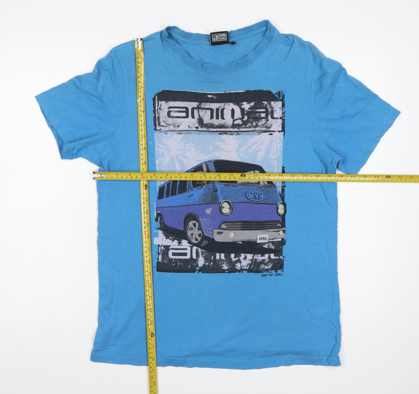 Animal Men's Blue Graphic Camper Van Beach T-Shirt Size M Regular Fit