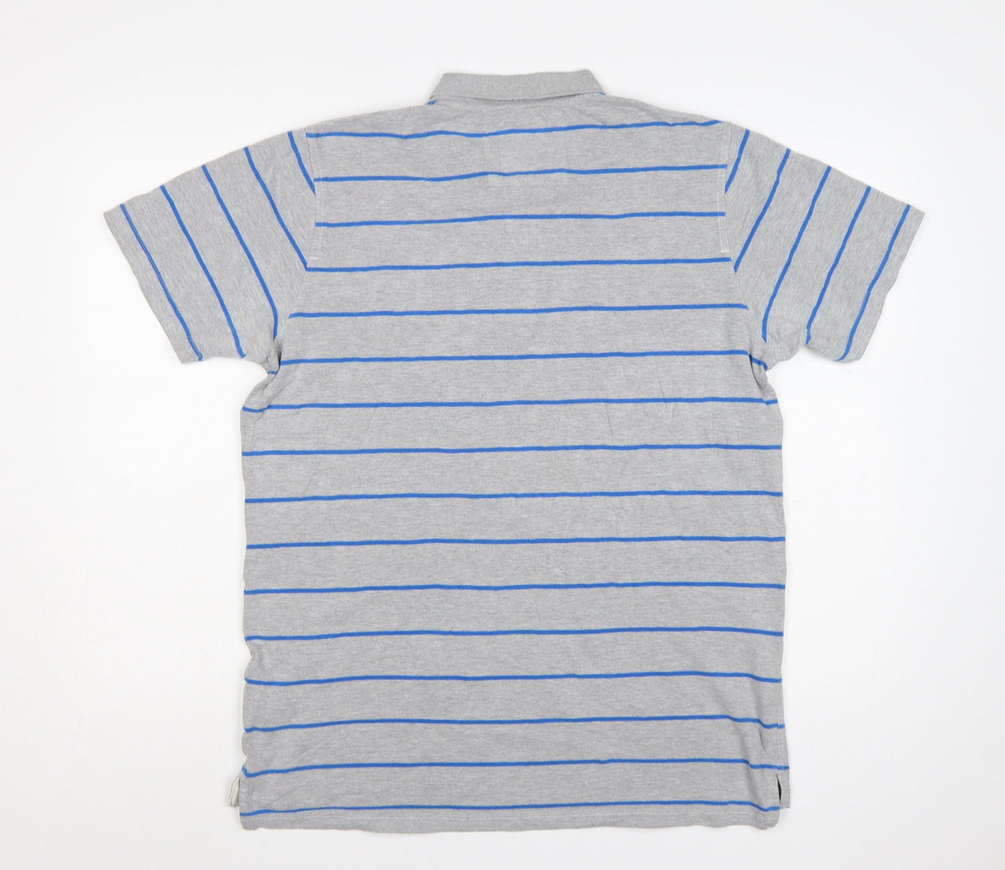 Bench Mens Grey Striped Cotton Polo Shirt Size L