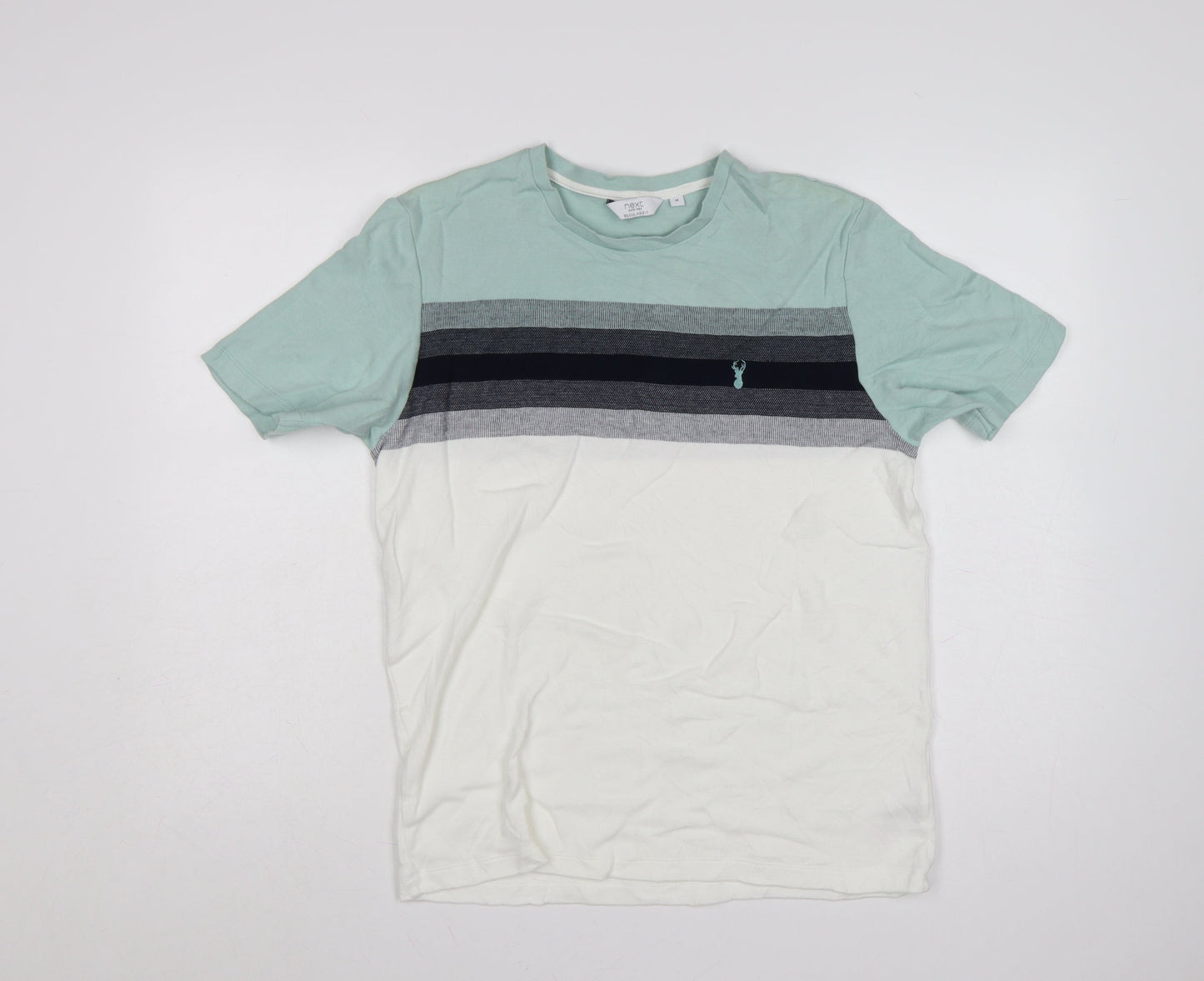 Next Men’s Mint Green Stripe Regular Fit Cotton T-Shirt M