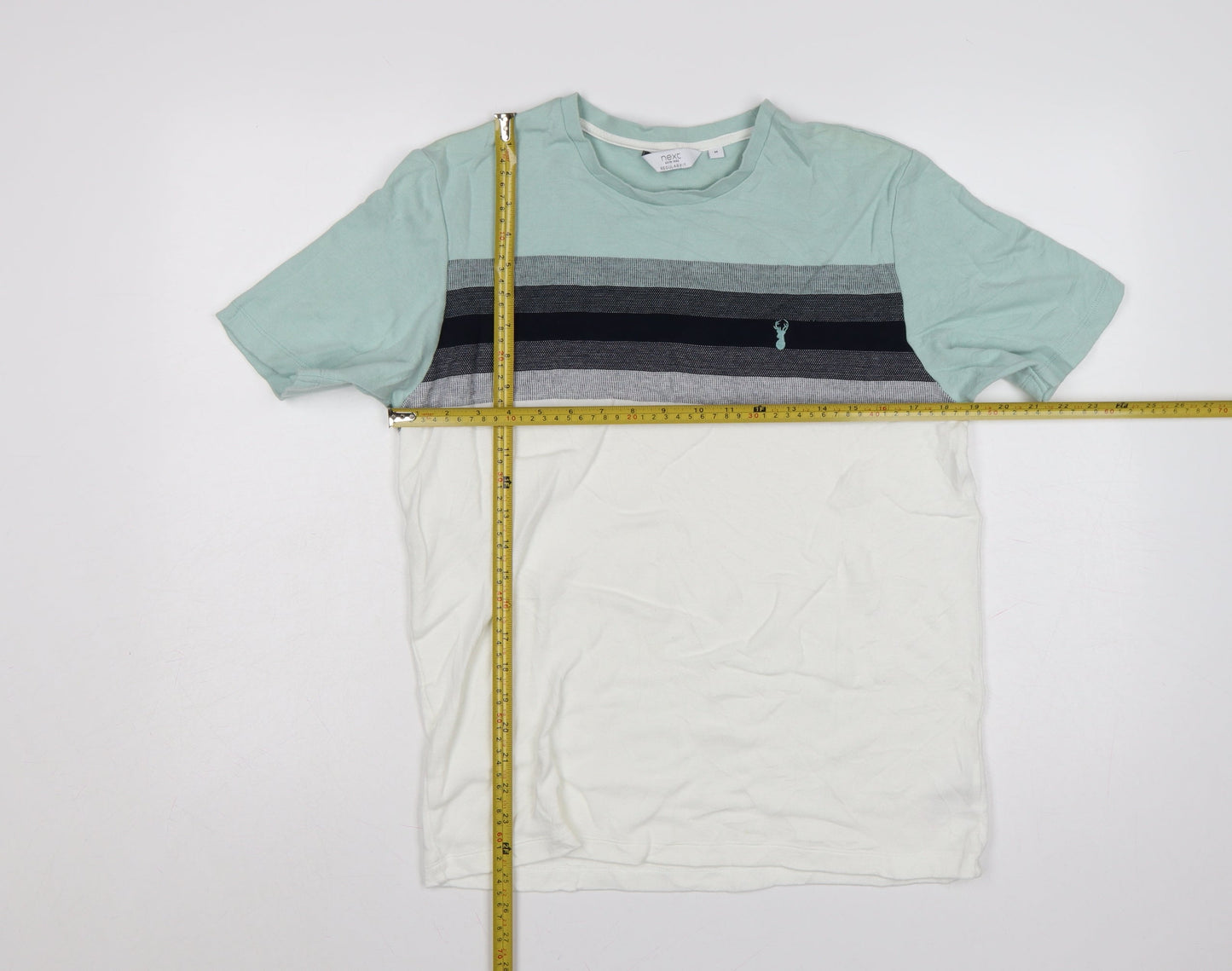 Next Men’s Mint Green Stripe Regular Fit Cotton T-Shirt M