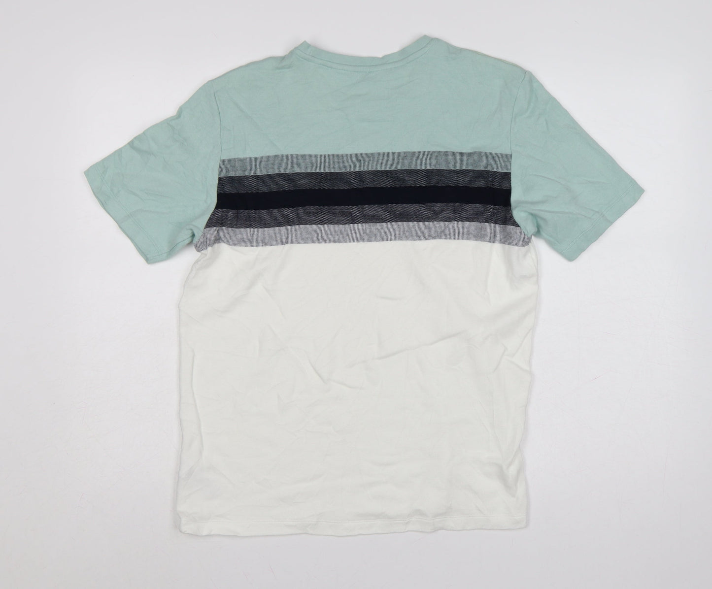 Next Men’s Mint Green Stripe Regular Fit Cotton T-Shirt M