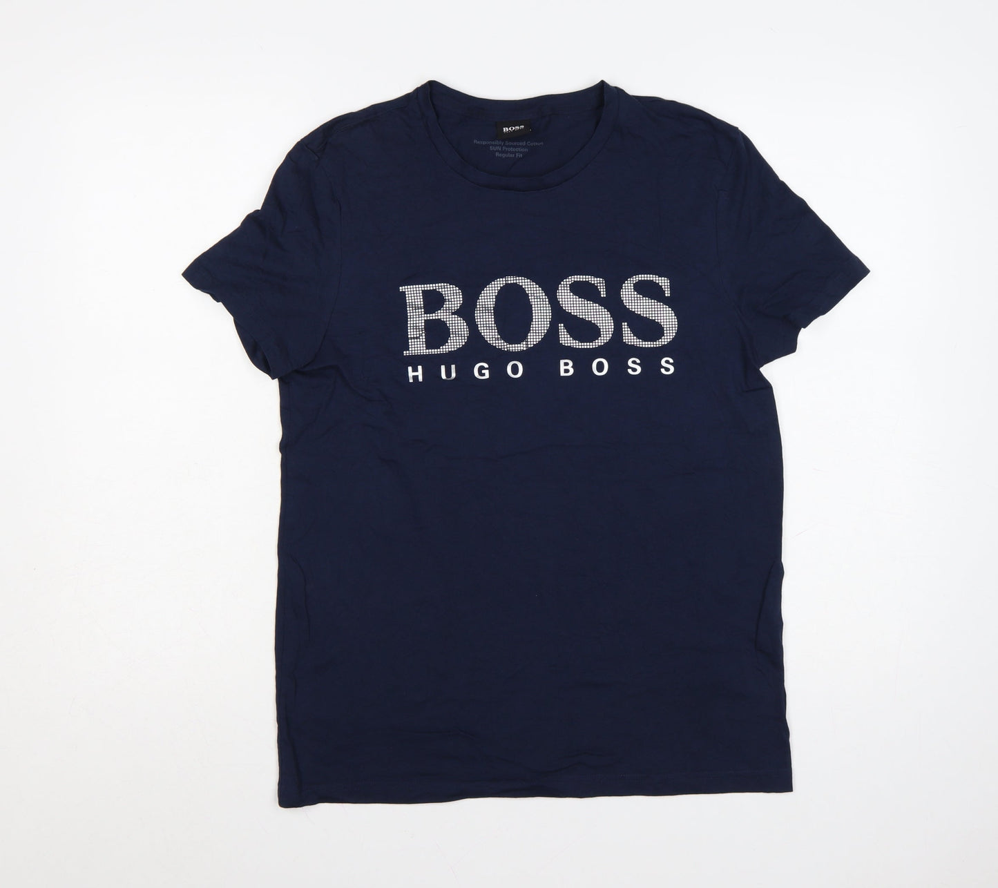 Hugo Boss Men's Blue Cotton Logo Graphic T-Shirt Size S