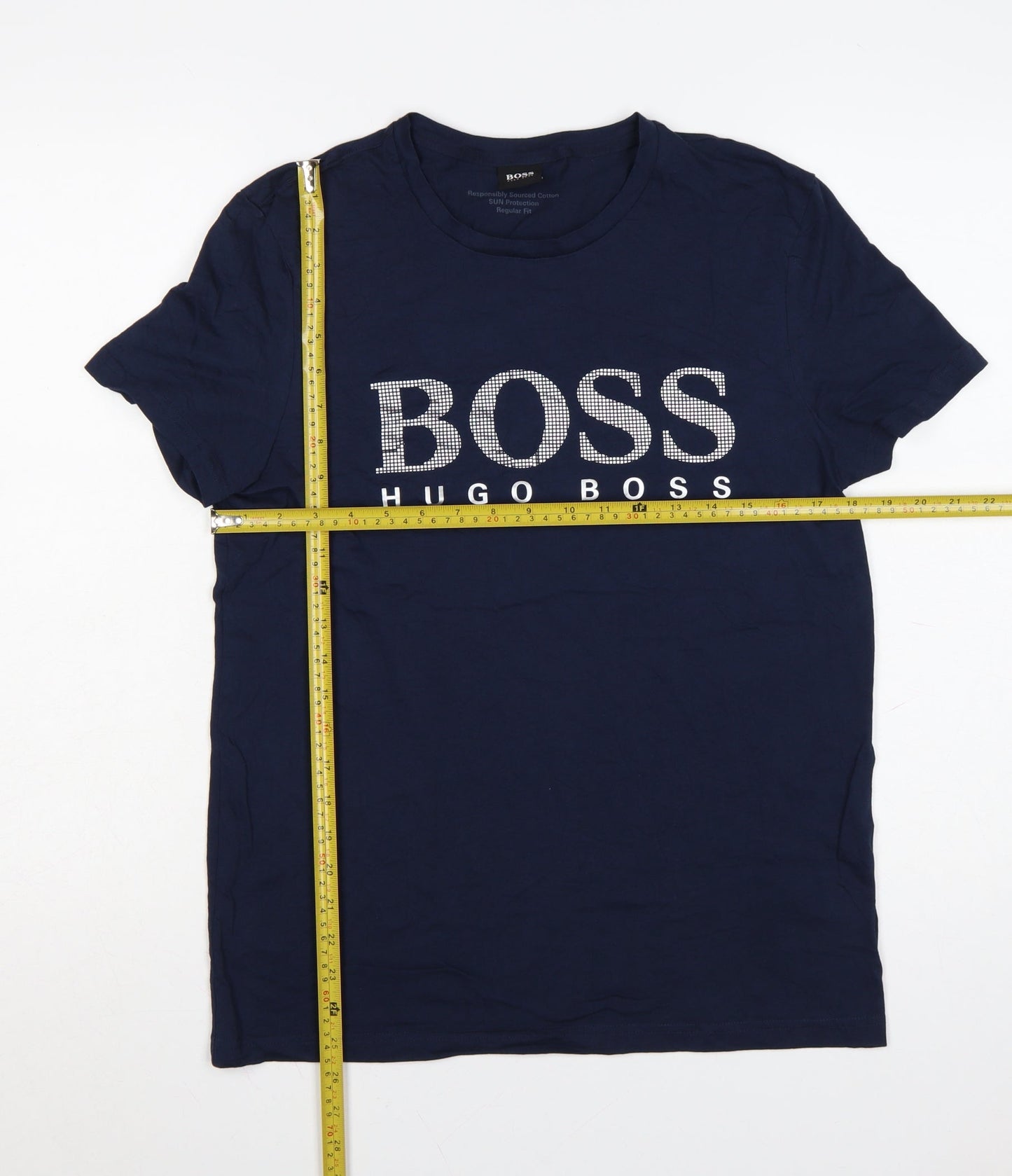 Hugo Boss Men's Blue Cotton Logo Graphic T-Shirt Size S